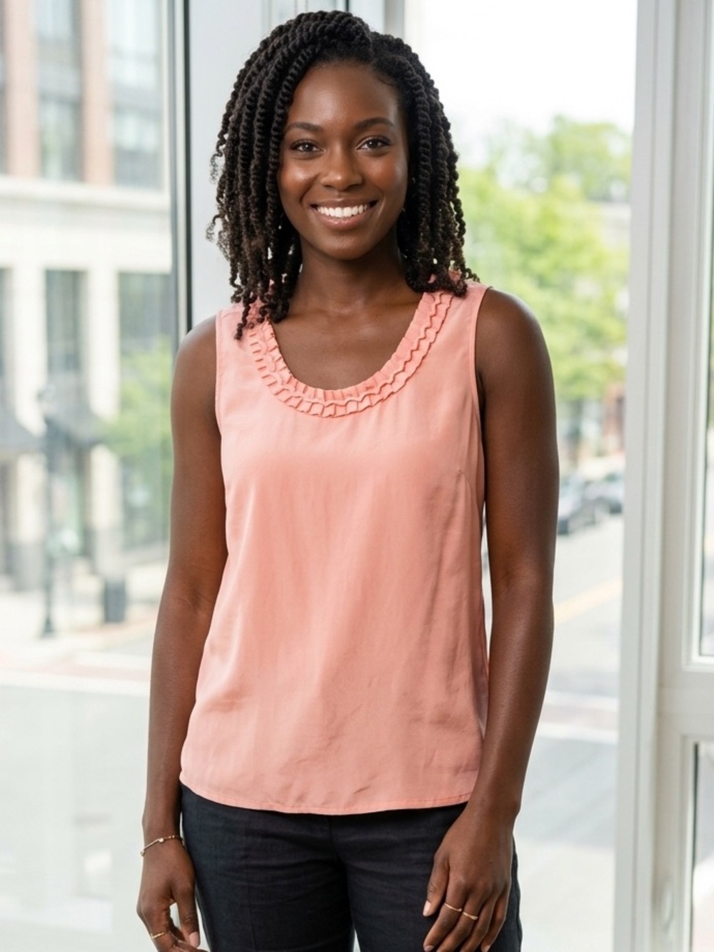 Elegant Tahari satin Pink Sleeveless Top